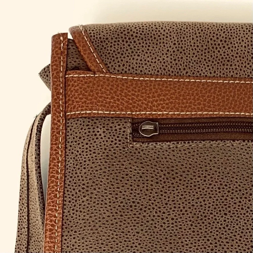 Grey Brown Pebbled Messenger Bag Professional Laptop Satchel Adjustable Strap